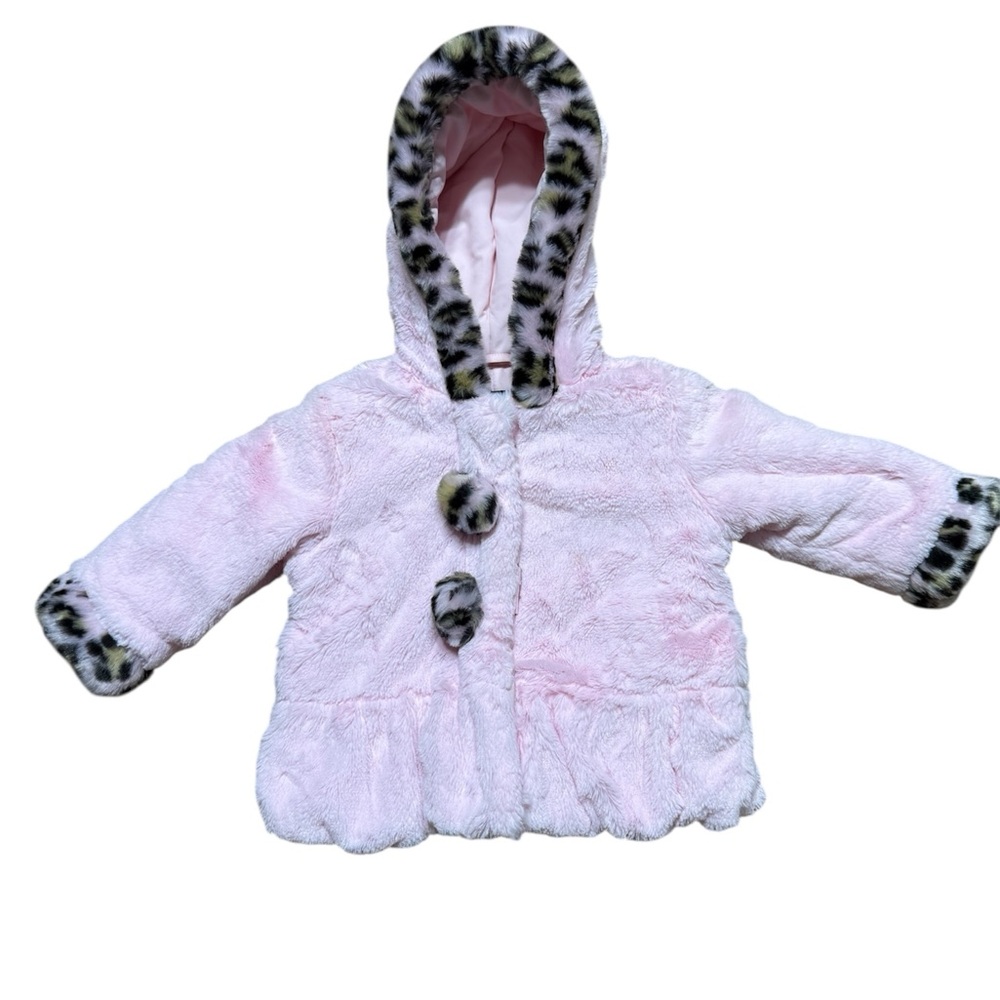 Rothschild Pink Baby Jacket with Animal Print Trim
